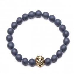 8mm Zinc Alloy Onyx Stone Expandable Beaded Lion Bracelet